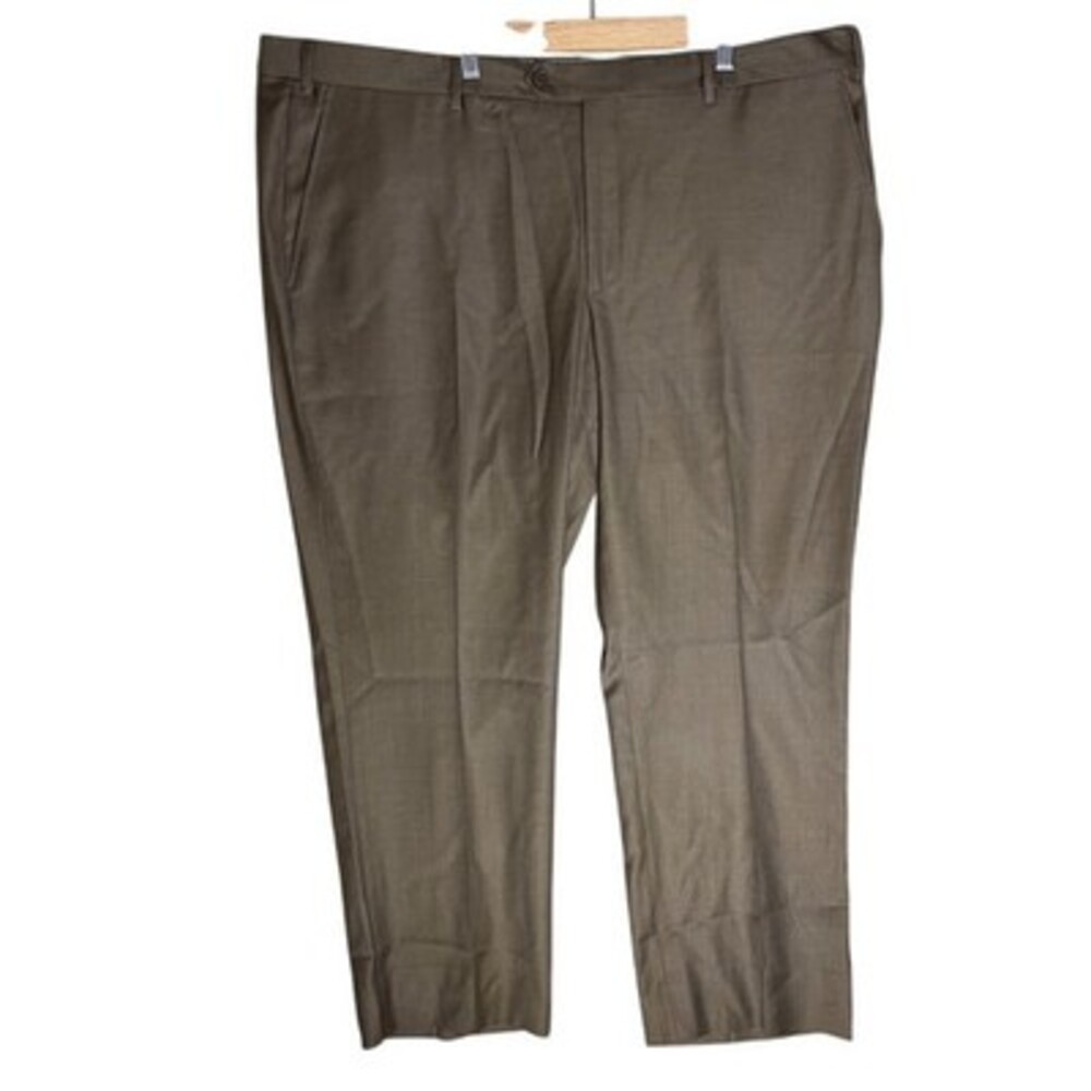 Santorelli ROMA Dress Pants Mens 44x38 Tobacco Brown Classic Fit Flat